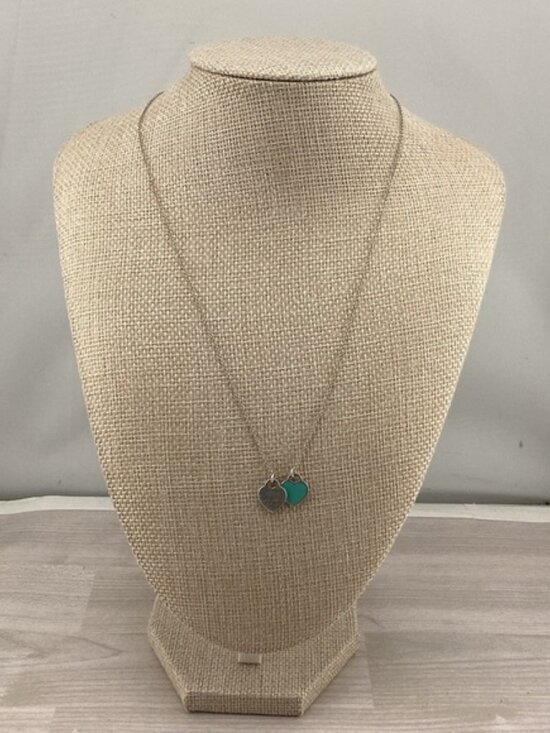 Tiffany & Co. Silver Necklace with Green Heart Pendant - Picture 2 of 4